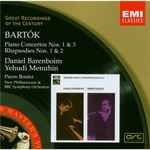 Cover for album: Bartók - Daniel Barenboim, Yehudi Menuhin, New Philharmonia & BBC Symphony Orchestra, Pierre Boulez – Piano Concertos Nos. 1 & 3;  Rhapsodies Nos 1 & 2
