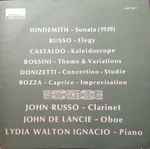 Cover for album: Hindemith, Russo, Castaldo, Rossini, Donizetti, Bozza – John Russo - Clarinet; John de Lancie - Oboe; Lydia Walton Ignacio - Piano(LP, Album, Stereo)