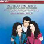 Cover for album: Mendelssohn / Bruch, Katia & Marielle Labèque And Philharmonia Orchestra, Semyon Bychkov – Concertos For 2 Pianos And Orchestra