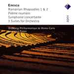 Cover for album: Enescu, Orchestre Philharmonique De Monte-Carlo, Lawrence Foster – Romanian Rhapsodies 1&2 - Poème Roumain - Symphonie Concertante - 3 Suites For Orchestra(2×CD, Compilation, Stereo)