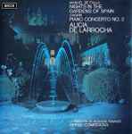Cover for album: Manuel De Falla / Chopin, Alicia De Larrocha, L'Orchestre De La Suisse Romande, Sergiu Comissiona – Nights In The Gardens Of Spain / Piano Concerto No. 2
