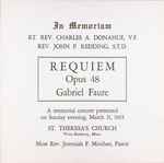 Cover for album: A Memorial Concert: Requiem, Opus 48(LP, Stereo)