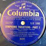 Cover for album: Walter Gieseking, The London Philharmonic Orchestra Conducted By Sir Henry J. Wood – Symphonic Variations
