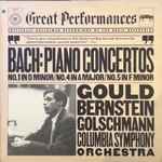 Cover for album: Gould, Bernstein, Golschmann, Columbia Symphony Orchestra - Bach – Piano Concertos: No. 1 In D Minor, No. 4 In A Major, No. 5 In F Minor