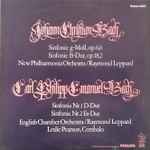Cover for album: Johann Christian Bach, Carl Philipp Emanuel Bach / Raymond Leppard, New Philharmonia Orchestra, English Chamber Orchestra – Sinfonie G-moll, Op. 6,6 / Sinfonie B-dur, Op. 18,2 / Sinfonia Nr. 1 D-dur / Sinfonia Nr. 2 Es-dur(LP)