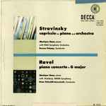 Cover for album: Stravinsky / Ravel - Monique Haas, RIAS Symphony Orchestra, Berlin, Ferenc Fricsay / NWDR Symphony Orchestra, Hamburg, Hans Schmidt-Isserstedt – Capriccio For Piano And Orchestra / Piano Concerto In G Major